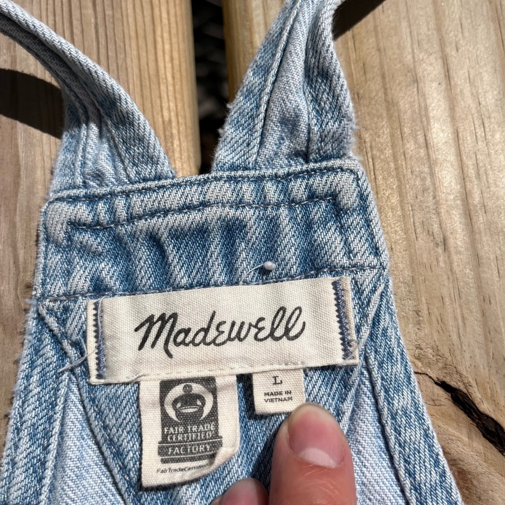 Madewell Adirondack Shortalls Jean Short Overalls Cotton Blue Denim Cutoff Large - Picture 5 of 5